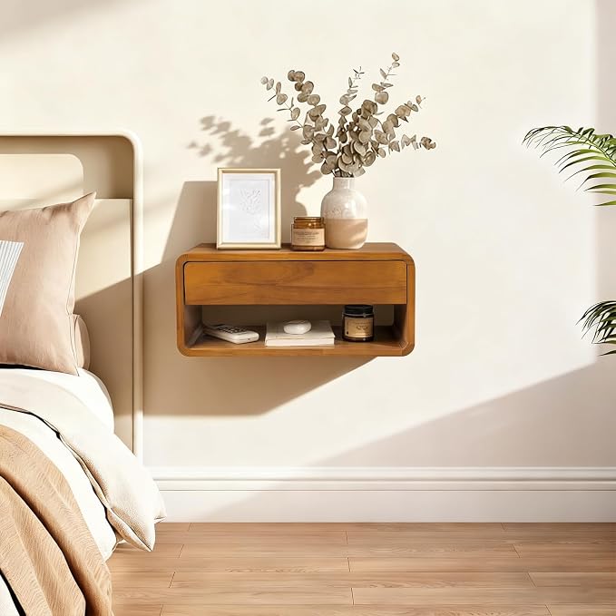 Floating Nightstand Wall Mounted Bedside Shelf Handmade Bedroom Furniture - Image 3