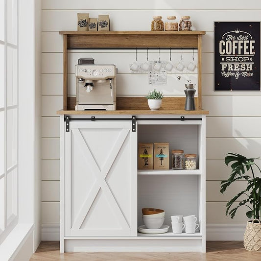 4ever2buy 31" Farmhouse Coffee Bar Cabinet by 4ever2buy