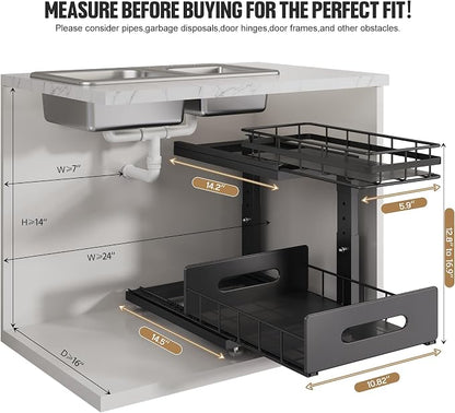 Under Sink Organizer Upgrade To Professional Rails, 2-Tier Dual Pull Out - Image 2