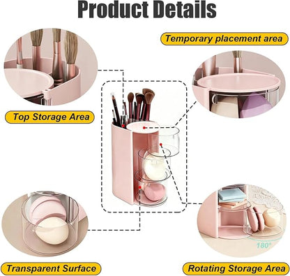 Storage Pen Holder For Storage, 3-Layer Hair Accessories Organizer | Rotatable - Image 4