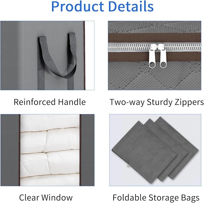Fixwal Extra Large Blanket Storage Bags 120L Comforter Storage Bags - Image 7