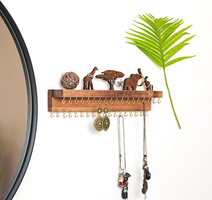Wooden Jewelry Organizer for Women, Wall Mounted Necklace & Earring Holder - Image 7