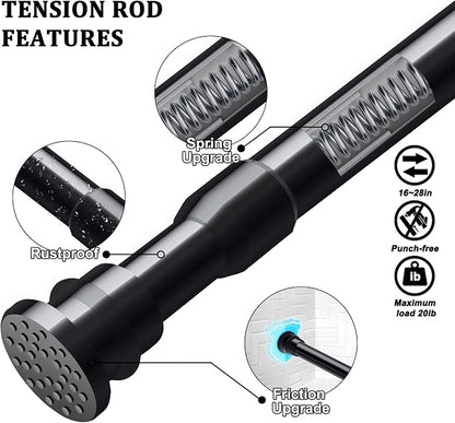 Small Tension Curtain Rods 16 to 28 Inches, Adjustable Expandable Short Shower - Image 2