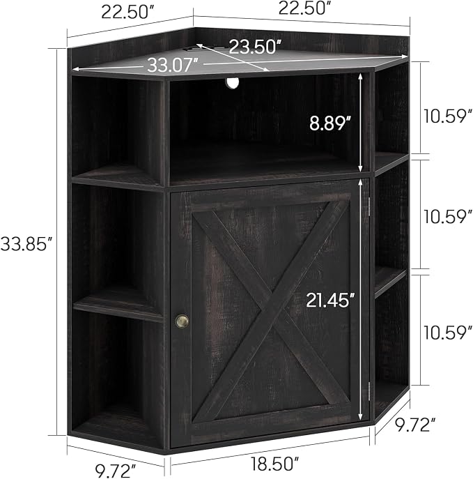 Corner Storage Cabinet, Farmhouse Corner Bookshelf - Image 3