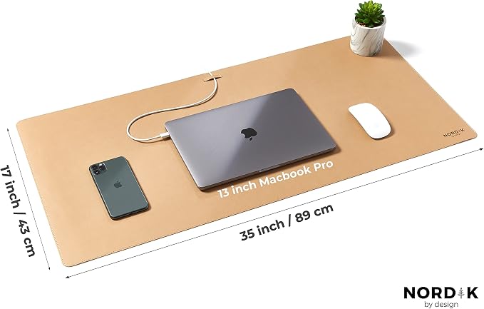 Nordik Leather Desk Mat Cable Organiser Premium Extended Mouse Mat - Image 6