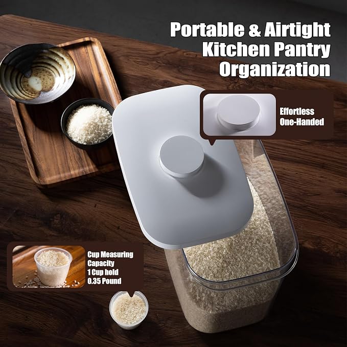 Rice Container - 25 Lbs/12KG/12L Rice Dispenser Storage - Image 3