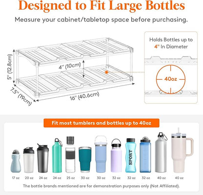 Lifewit Stackable Water Bottle Storage Organizer, Plastic Large Compartment - Image 3