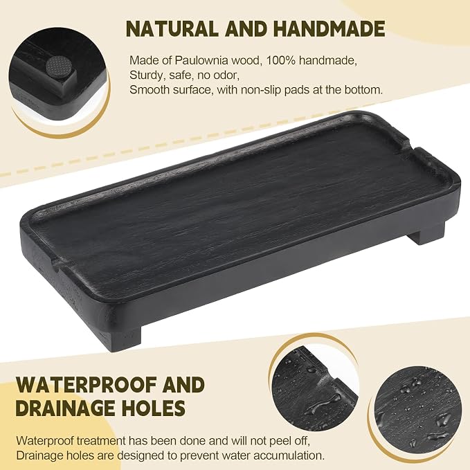 Wood Riser Small Decorative Tray Sink Soap Dish, Vanity Tray Pedestal Stand 10 - Image 5