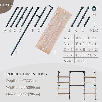 Industrial Pipe Clothing Rack, Wall Mounted Garment Hanging Rack - Image 7