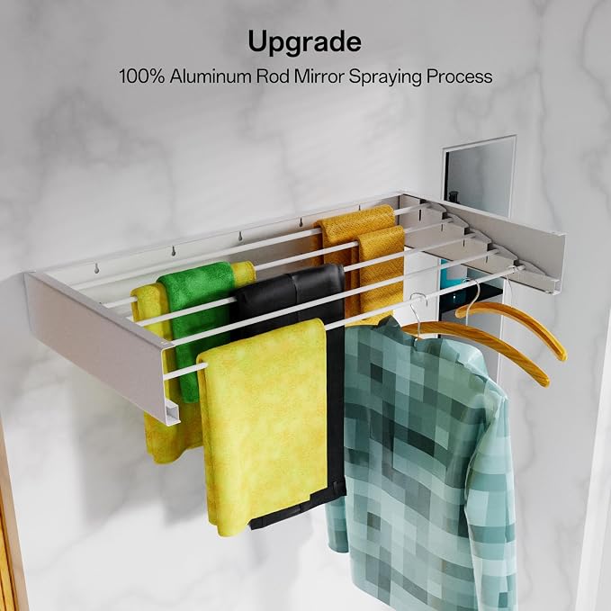 Wall Mounted Drying Rack for Laundry 31.5'', Folding Drying Rack Clothing Wall - Image 2