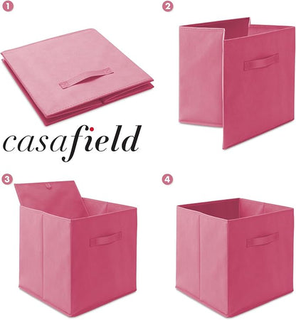 Casafield Set of 6 Collapsible Fabric Cube Storage Bins, Hot Pink - Image 6