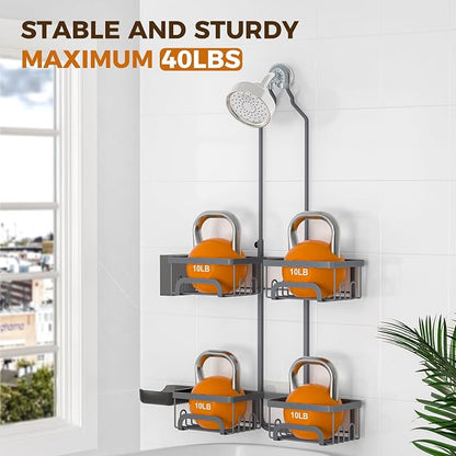REINHARDT Adjustable Shower Caddy Hanging Split Shower Caddy - Image 3