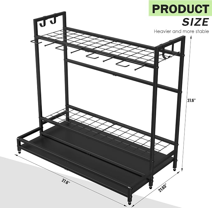 Garden Tool Organizer for Garage, Yard Tool Rack, Holds Up to 64 Long-Handled - Image 2