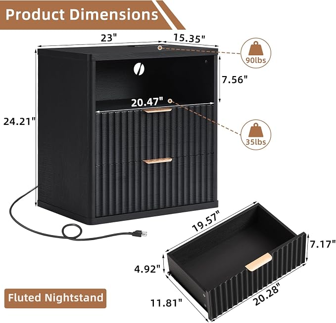LEYAOYAO Fluted Nightstand - Image 2