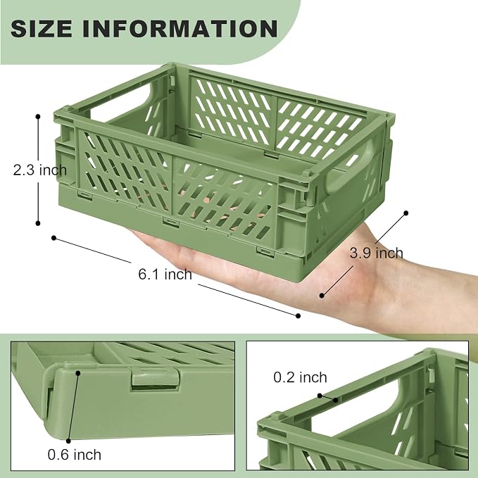 Small Pastel Plastic Storage Bins 2Pcs Foldable Pastel Crates Plastic Basket - Image 2