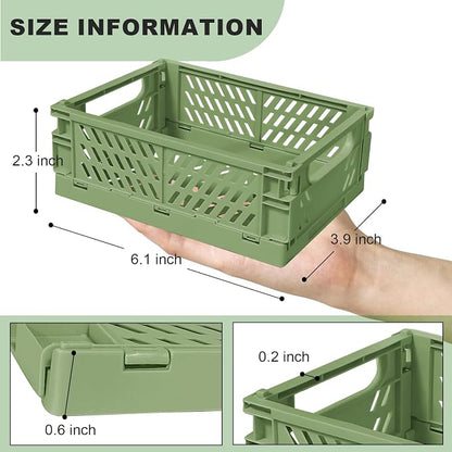 Small Pastel Plastic Storage Bins 2Pcs Foldable Pastel Crates Plastic Basket - Image 2