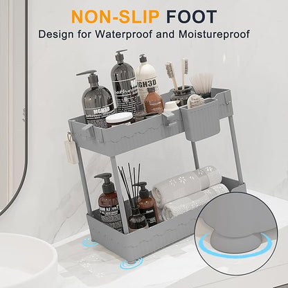 Sevenblue 2 Pack Under Sink Organizer, Under Bathroom Cabinet Organizer - Image 6