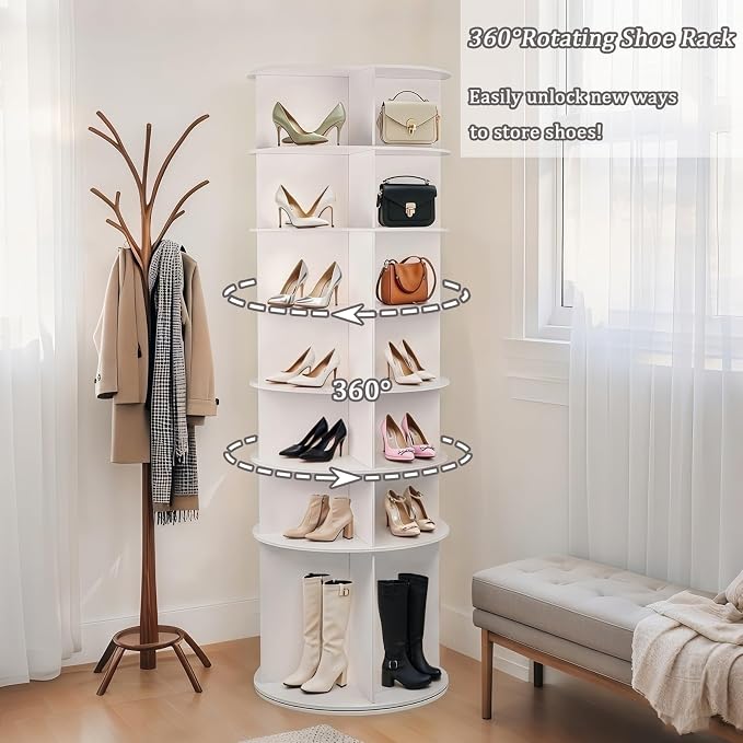 Runboll 7-Tier Rotating Shoe Rack Tower Spinning Shoe Display Lazy Susan - Image 8
