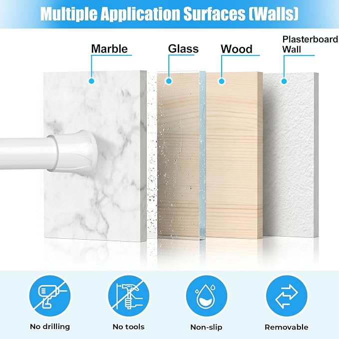 Spring Tension Curtain Rods 28-48 Inch White 2 Pack | No-drill & tool-free - Image 5