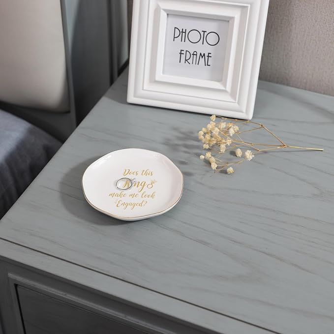 HOME SMILE Engaged Ring Dish-Does This Ring Make Me Look Engaged Trinket Dish- - Image 4