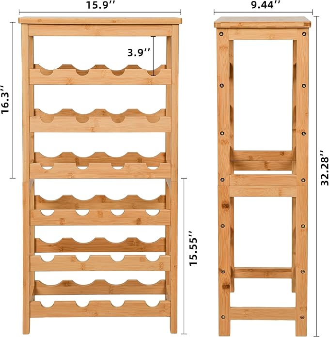 VASMIA Wine Rack Free Standing Floor, 6-Tier Display Wine Storage Shelves - Image 7