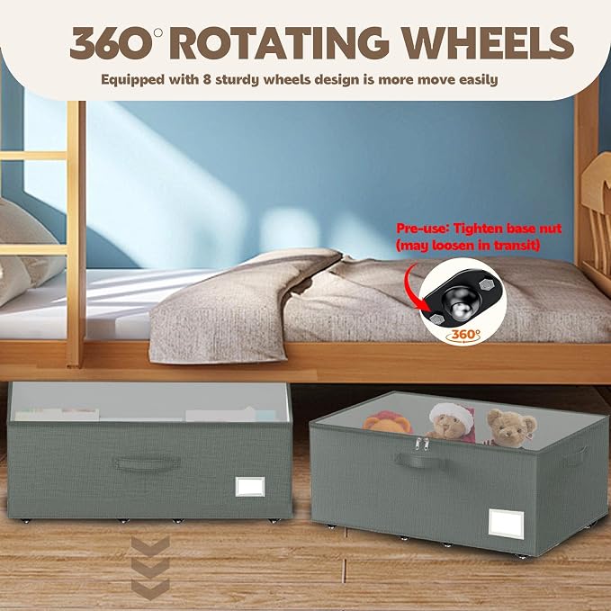 Under Bed Storage with Wheels, No Assemble Required 10 inches Height, Rolling - Image 4