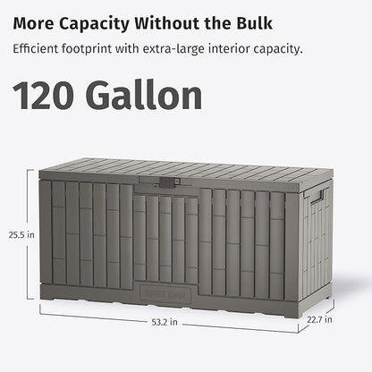 EAST OAK 120 Gallon Outdoor Storage Box | Large Resin Deck Box - Image 9