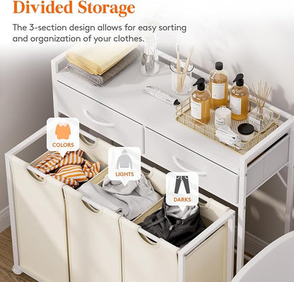 Lifewit Laundry Hamper 3 Section, Large Rolling Laundry Sorter - Image 5