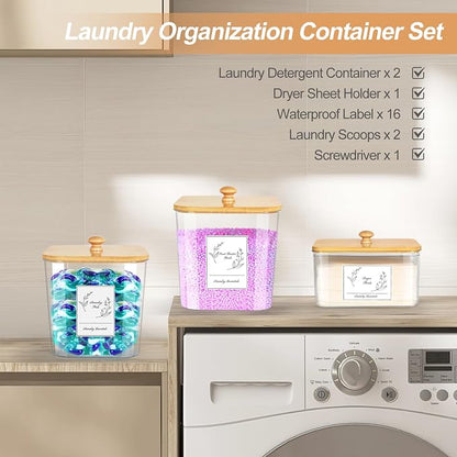3 Pack Plastic Laundry Pods Container & Dryer Sheet Holder, Laundry Room - Image 7