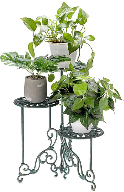 OwnMy 3 Tier Heavy Duty Cast Iron Plant Stand Foldable Wrought Iron Flower Pot - Image 4