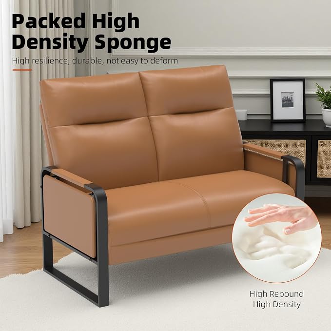 Faux Leather Loveseat, Upholstered Loveseat - Image 5