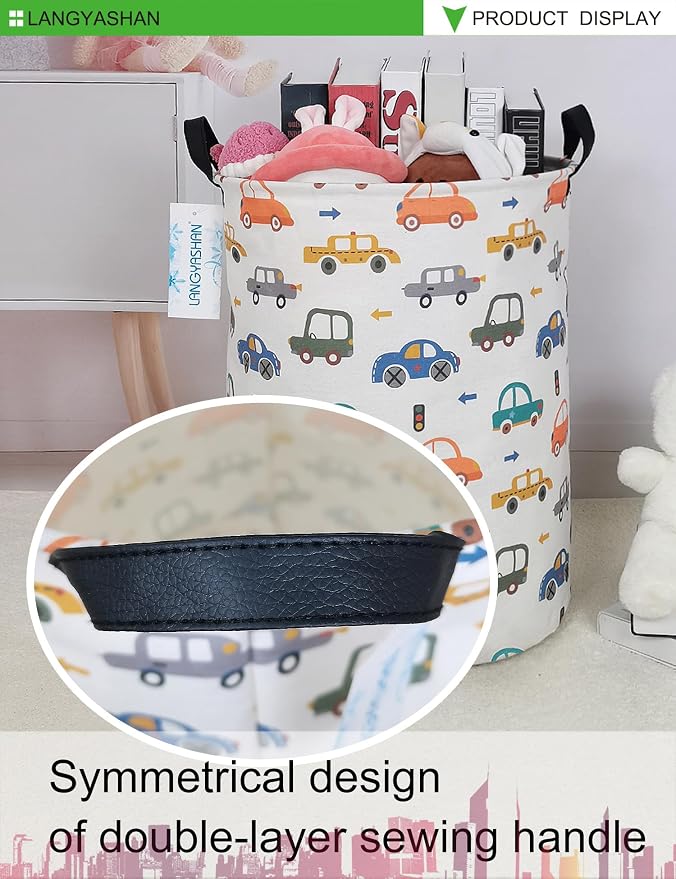 LANGYASHAN Laundry Basket Canvas Fabric Collapsible Organizer Basket - Image 3