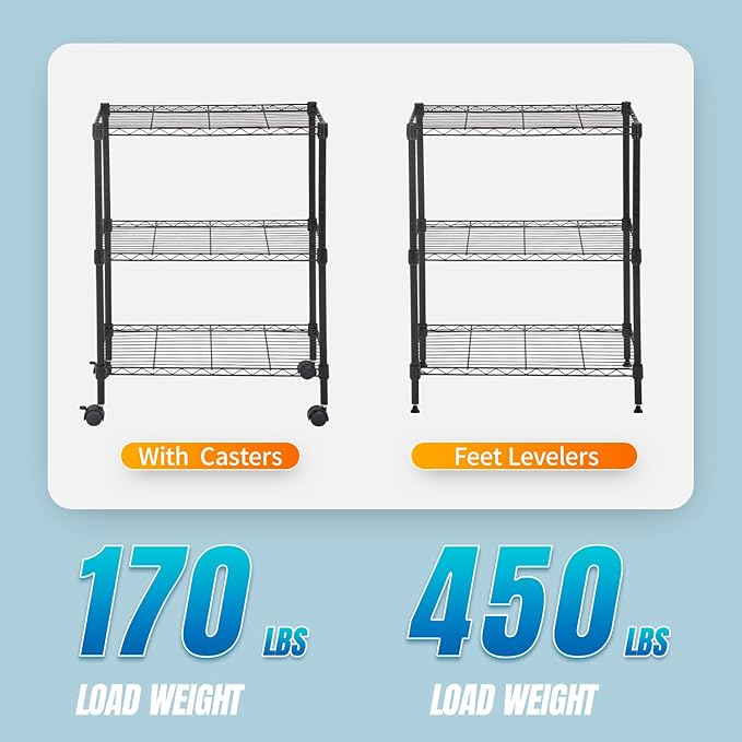 FDW Wire Shelving Metal Storage Shelves 23L x 13W x 32H 3 Tier Layer Storage - Image 4
