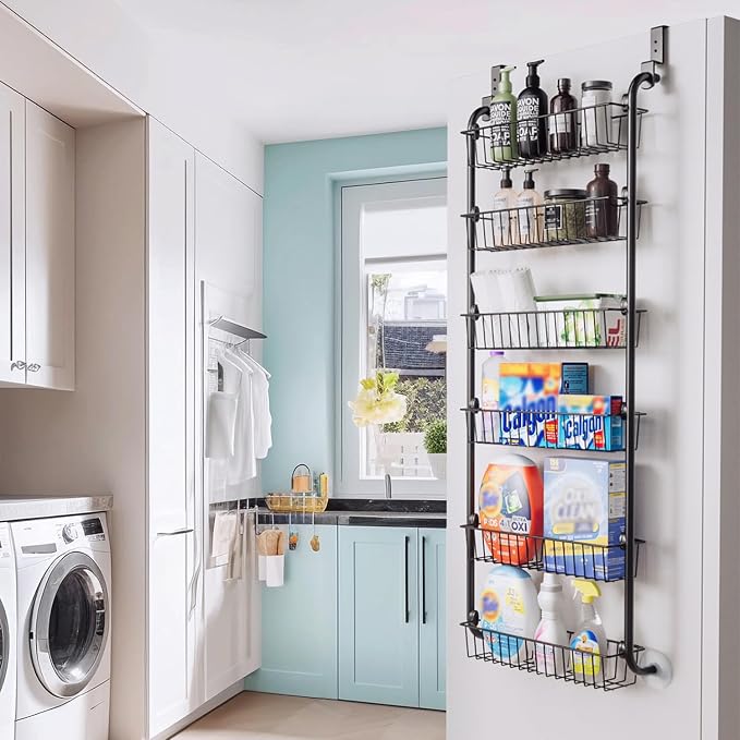 Delamu Over the Door Pantry Organizer, 6-Tier Metal Pantry Door Organization - Image 7