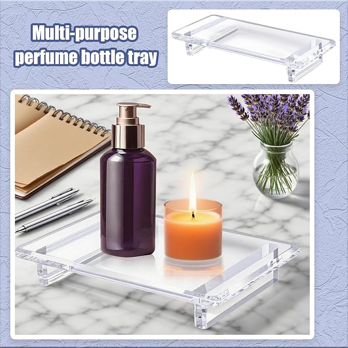 2 Pack Bathroom Tray Countertop Acrylic Vanity Trays Elegant Perfume Trays - Image 6