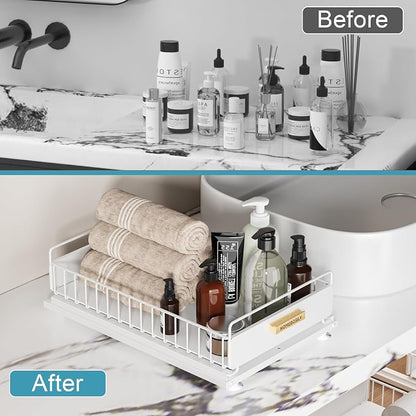 Under Sink Organizer, Kitchen Pull Out Cabinet Organizer, Mute Slide Out Metal - Image 4
