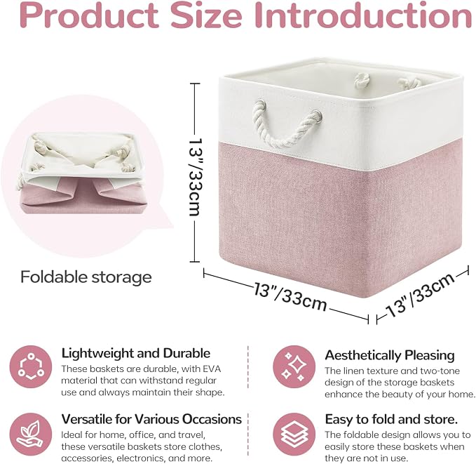 13x13 Inch Foldable Fabric Cube Storage Bins - Image 5