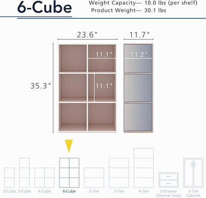 Homes: Inside + Out Apexa 6-Cube Storage Organizer Shelves, Stackable Wood - Image 3