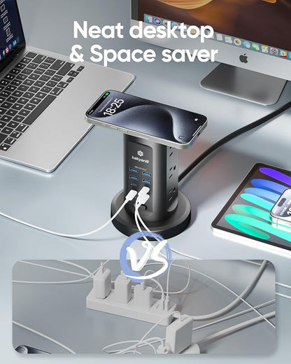 Kakyanill 30W USB Charging Station, Power Strip Tower, 9 AC Outlets - Image 5