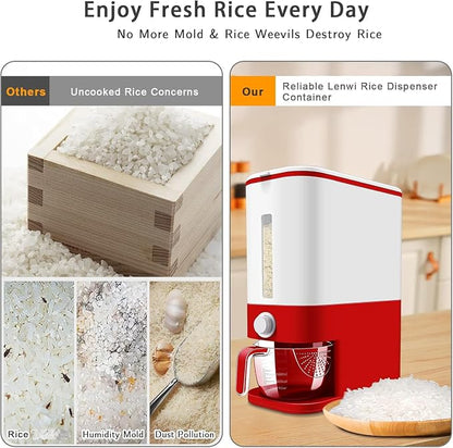 Lenwi 22-25 Lbs Rice Dispenser, Large Cereal Dry Food Storage Containers - Image 3