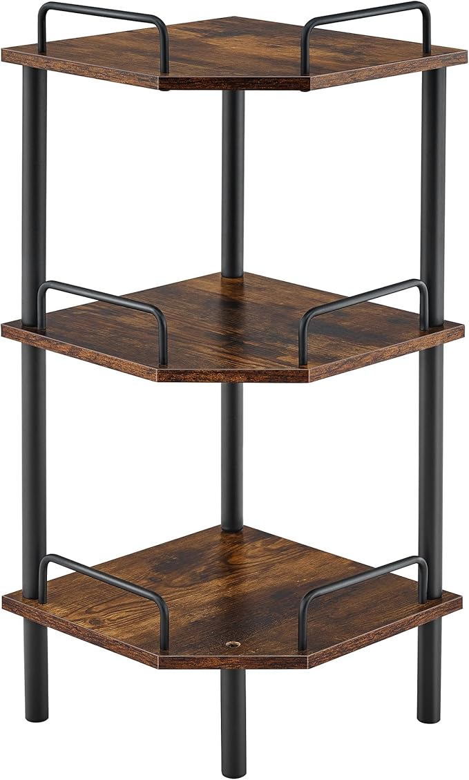 Tajsoon Corner Shelf Stand, 3 Tier Industrial Corner Shelves, Corner Shelving by Tajsoon