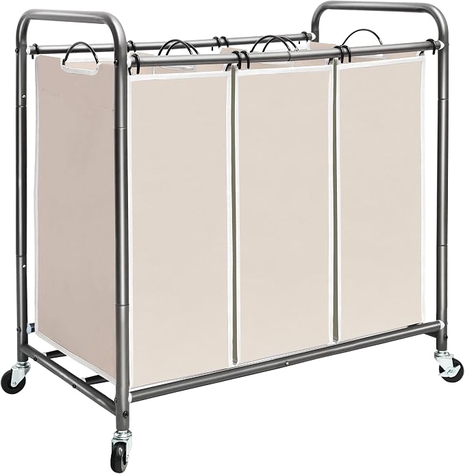 STORAGE MANIAC 3 Section Laundry Sorter, 35.9 Gal Laundry Hamper Cart by STORAGEMANIAC