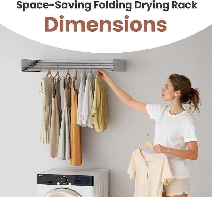 Wall-Mounted Clothes Drying Rack – Foldable Laundry Drying Rack, Space-Saving - Image 4
