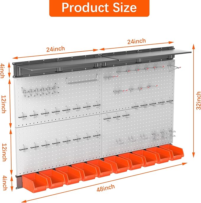 TORACK Metal Pegboard with Peg Board Hooks, Tools Storage Pegboard with - Image 3