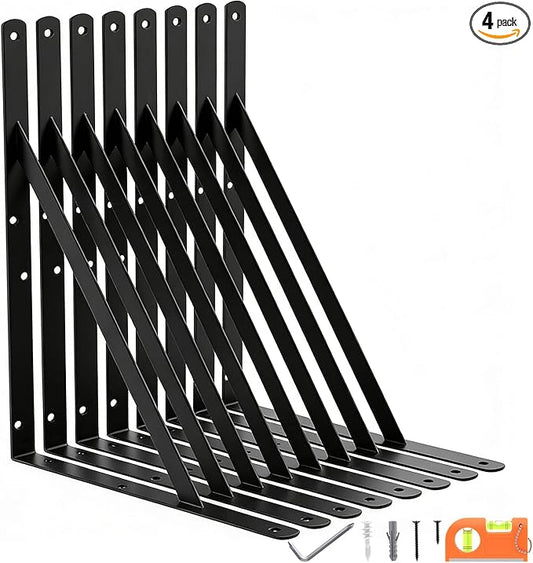 8-Pack 14 Inch Heavy Duty Shelf Brackets, Large Floating Wall Bracket by FinestHomeDecor