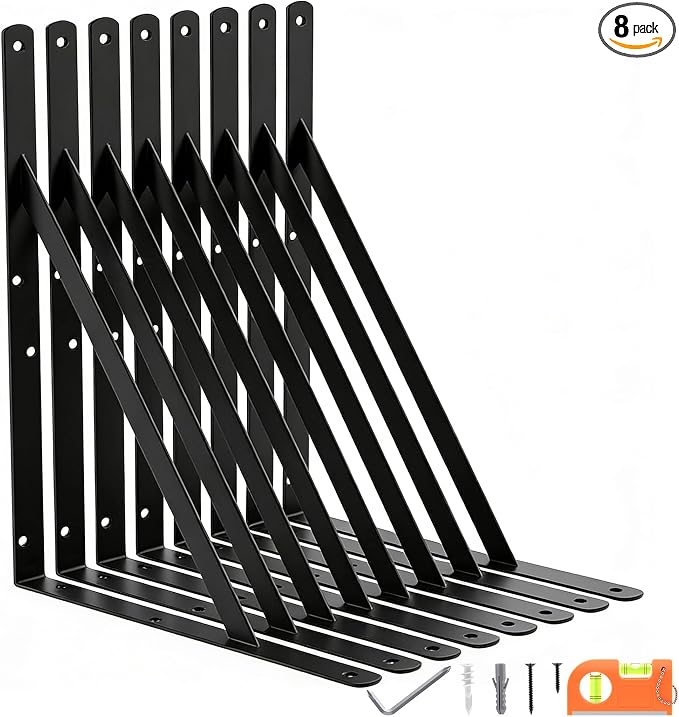 8-Pack 18 Inch Heavy Duty Shelf Brackets, Large Floating Wall Bracket by FinestHomeDecor
