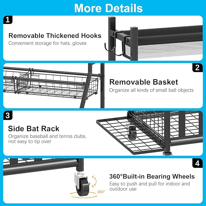 Garage Sports Equipment Organizer, Sports Ball Organizer - Image 2