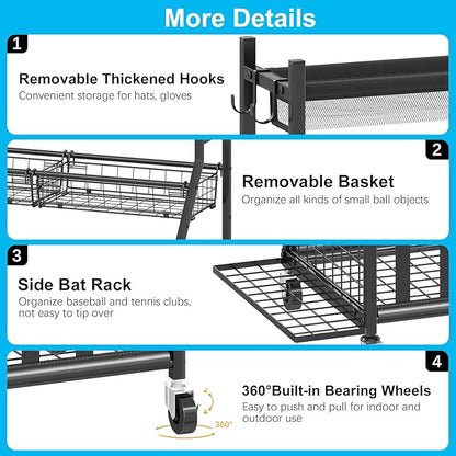 Garage Sports Equipment Organizer, Sports Ball Organizer - Image 2