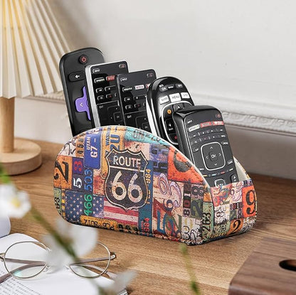 TV Remote Control Holder with 5 Compartments, Pu Leather Remote Caddy/Box/Tray - Image 4