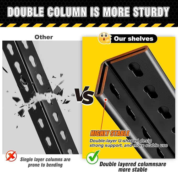 2 Pack Garage Shelving Heavy Duty Storage Shelves, Metal Adjustable Shelving - Image 7